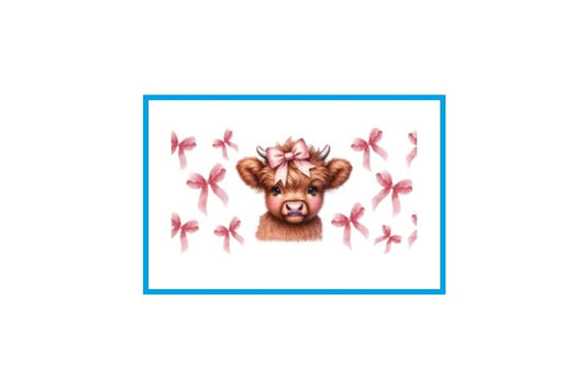 Highland Cow Pink Bows